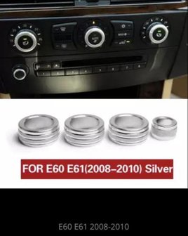 BMW E60 interieur knoppen set zilver of rood zilver