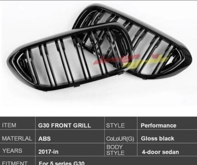 BMW G30 glans grille dual slat