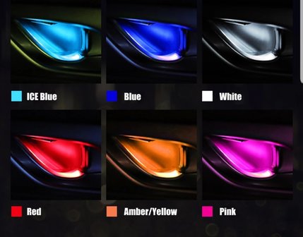 Led sfeer verlichting interieur handvaten in 6 kleuren