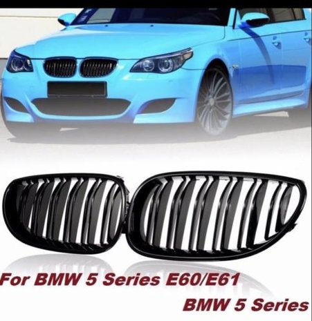 BMW E60 dual slat glans zwarte grille